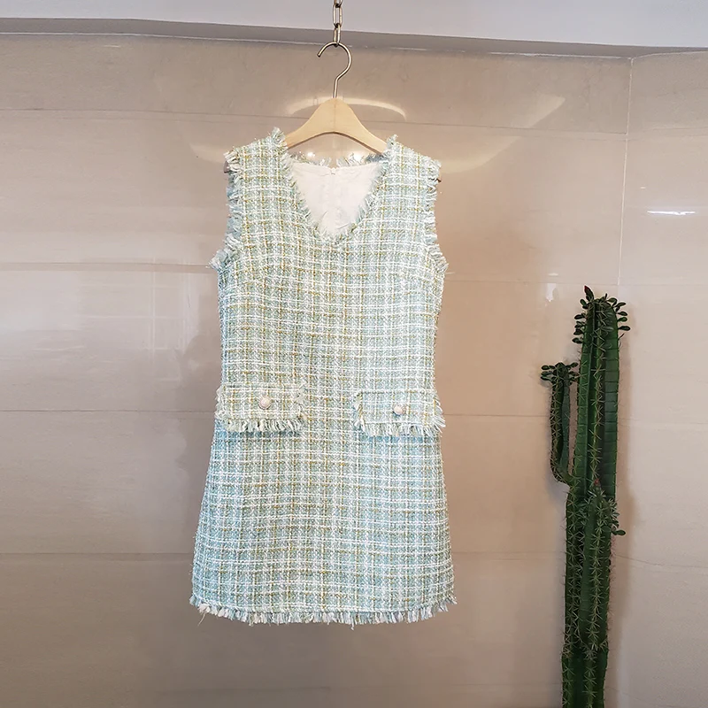 YiLin Kay 2019 High Quality New Brand Dresses Luxury Runway Designers V-neck Elegant sleeveless temperament Tweed dress
YiLin Kay 2019 High Quality New Brand Dresses Luxury Runway Designers V-neck Elegant sleeveless temperament Tweed dress