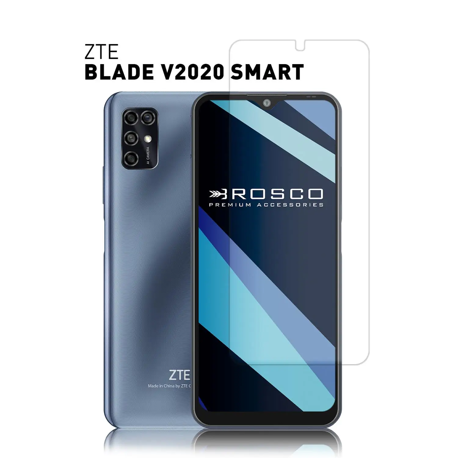 Прозрачное защитное стекло ROSCO с отступом для ZTE Blade V2020 Smart | Мобильные телефоны и