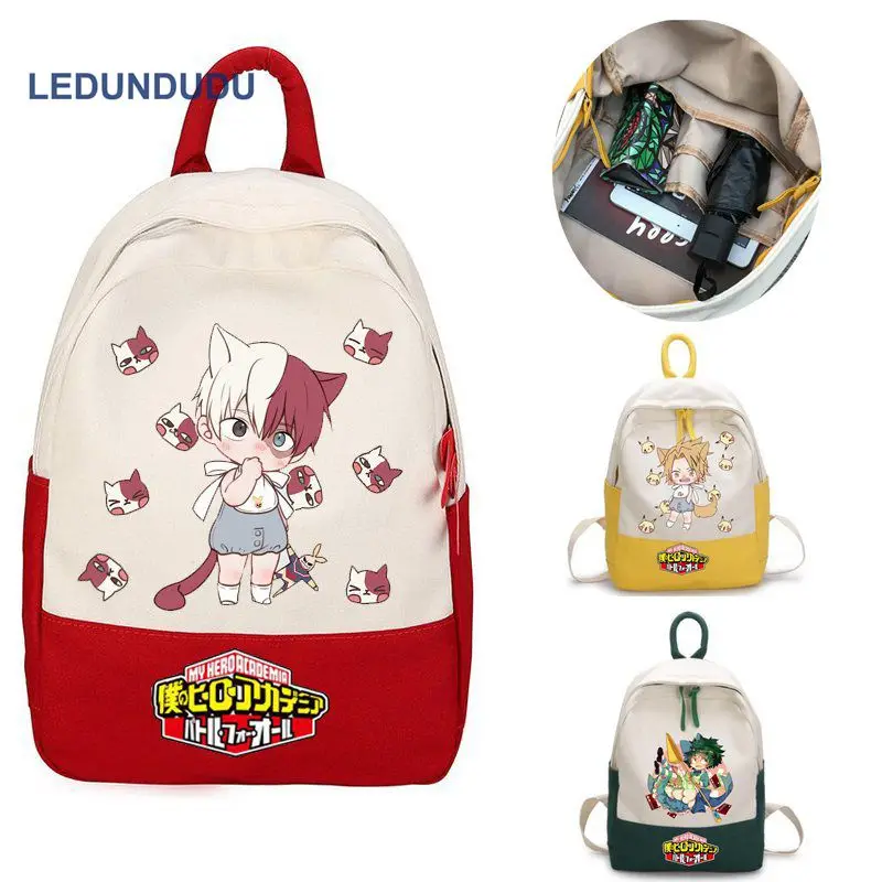 19" Anime My Hero Academia Midoriya Izuku Canvas Schoolbag Student Backpack Teenagers Book Bags Travel Laptop Cosplay Satchel |