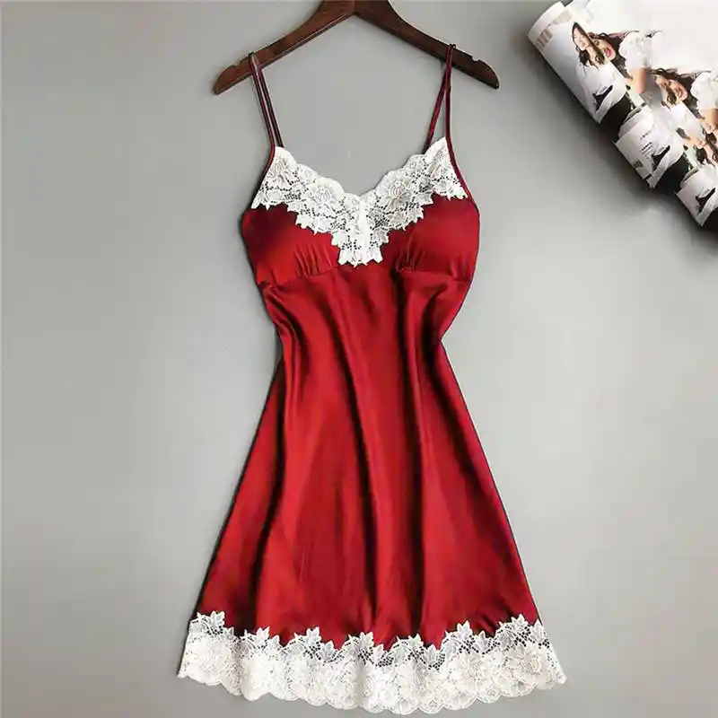red silky night dress