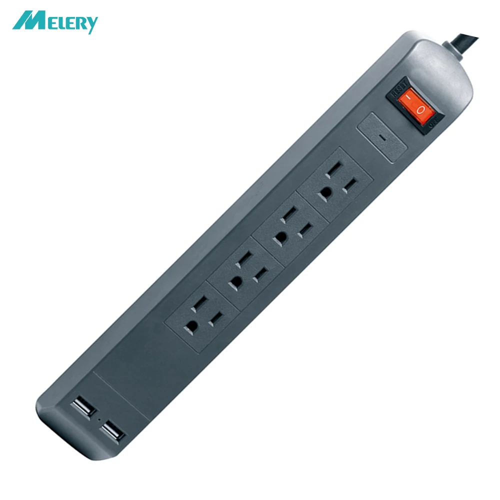 

Power Strip Surge Protector USB Outlet 4 US Plug Socket with USB 2 Charing Ports Overload Protection 6Ft/1.8m Extension Cord