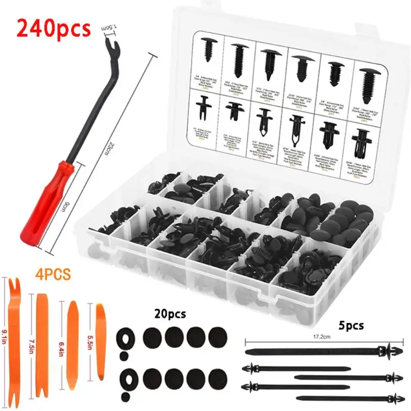 245pcs/set Car Retainer Clips,Plastic Fasteners Kit with 12 sizes for Ford,Honda W91F
245pcs/set Car Retainer Clips,Plastic Fasteners Kit with 12 sizes for Ford,Honda W91F