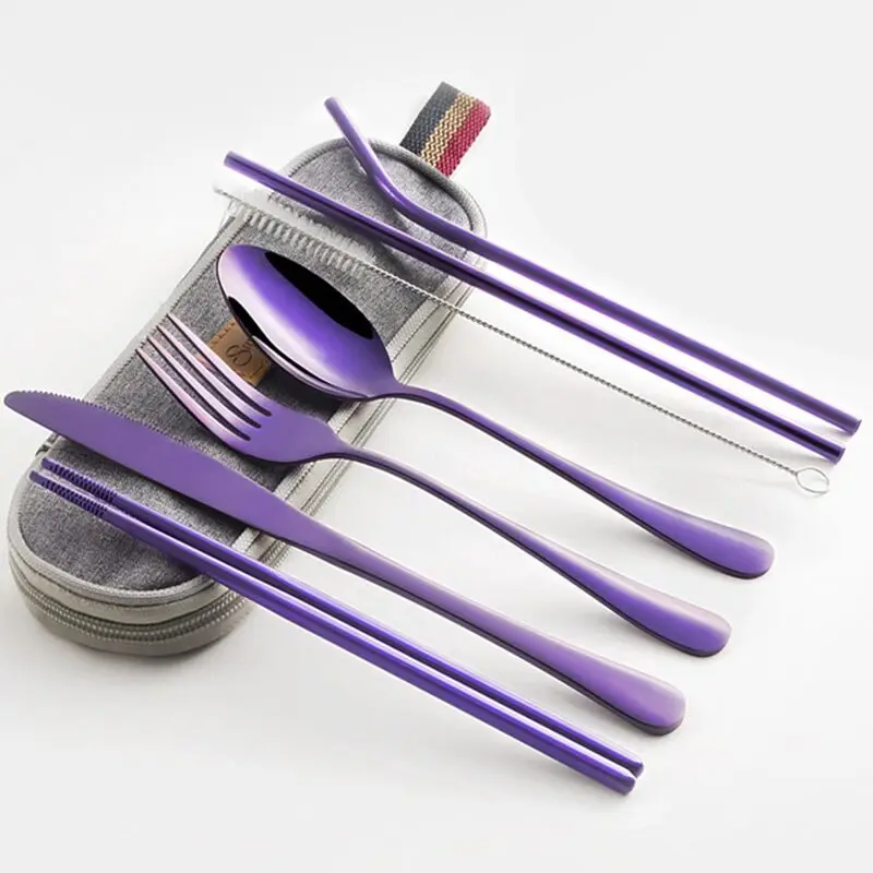 Dinnerware Set Travel Camping Cutlery Set Reusable Silverware with Metal Straw Spoon Fork Chopsticks and Portable Case
Dinnerware Set Travel Camping Cutlery Set Reusable Silverware with Metal Straw Spoon Fork Chopsticks and Portable Case