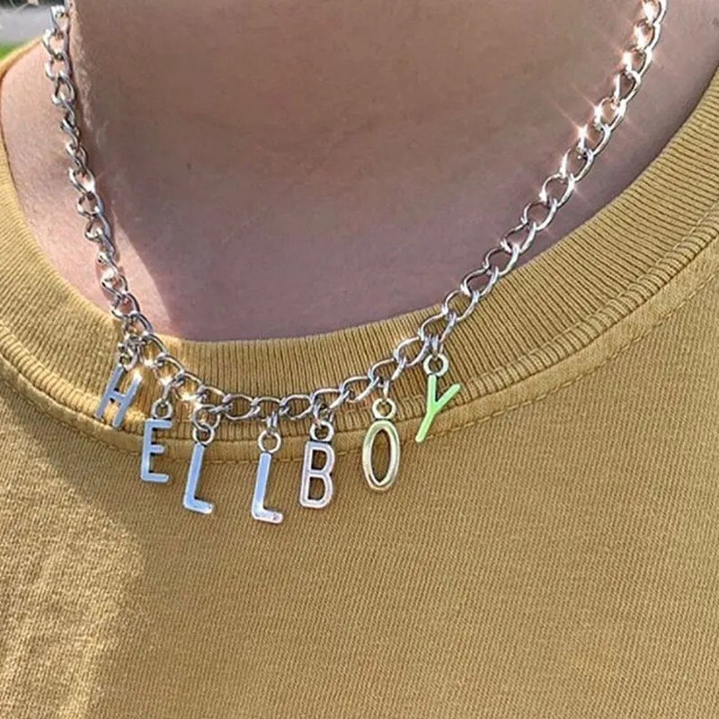 Ожерелье KMVEXO женское с подвеской в стиле хип-хоп надписью &quotХеллбой" |