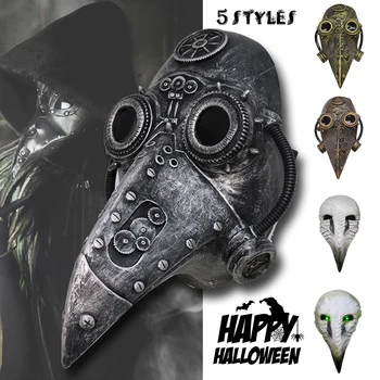 

Plague Doctor Mask Leather In Black Beak Mask Plague Doctor Halloween Mask Steampunk PU Birds Cosplay Doctour De Peste