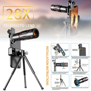 28x Zoom 4In1 Telephoto Lens With Phone Holder And Tripod Mobile Phone Camera Lens 28x Monocular Telescope Wide-angle Macro
28x Zoom 4In1 Telephoto Lens With Phone Holder And Tripod Mobile Phone Camera Lens 28x Monocular Telescope Wide-angle Macro