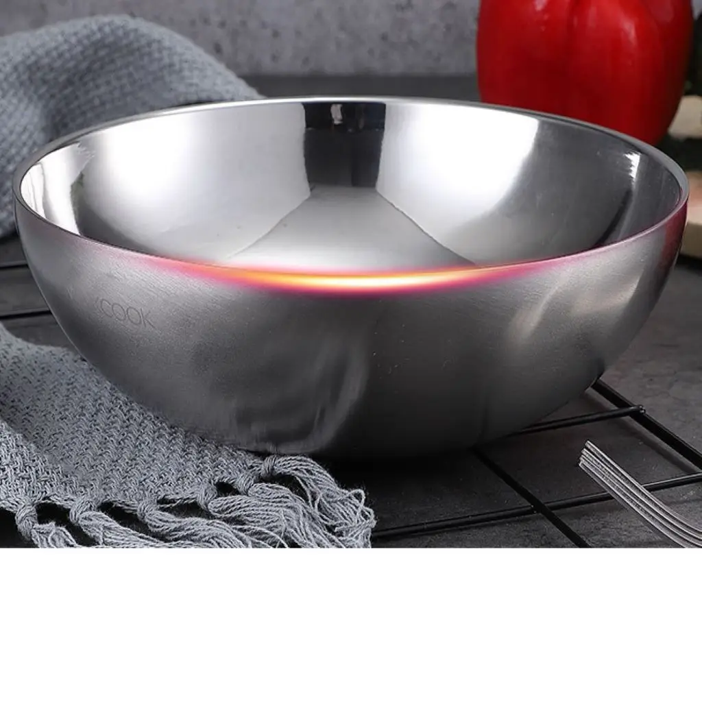 304 Stainless Steel Insulated Mixing Bowl for Soup Salad Milk Porridge Outdoor Dia. 20cm 304 Stainless Steel Insulated Mixing Bowl for Soup Salad Milk Porridge Outdoor Dia. 20cm