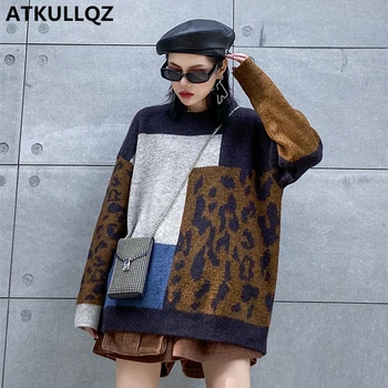 Personalized sweater women loose retro western style base color matching large size autumn and winter sweater leopard blouse
Personalized sweater women loose retro western style base color matching large size autumn and winter sweater leopard blouse