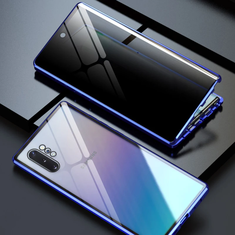Металлический Алюминиевый Чехол бампер с ромбами для Samsung Galaxy Note 8 9 10 Plus Магнитный