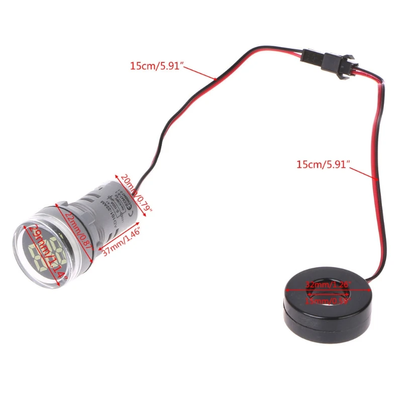 AC220V 22mm Digital Ammeter 0-100A Current Monitor Meter Signal Lamp Amperemeter MOLC
AC220V 22mm Digital Ammeter 0-100A Current Monitor Meter Signal Lamp Amperemeter MOLC