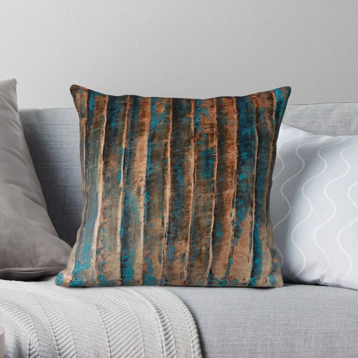 

Patina Square Pillowcase Polyester Linen Velvet Pattern Zip Decor Throw Pillow Case Sofa Cushion Cover