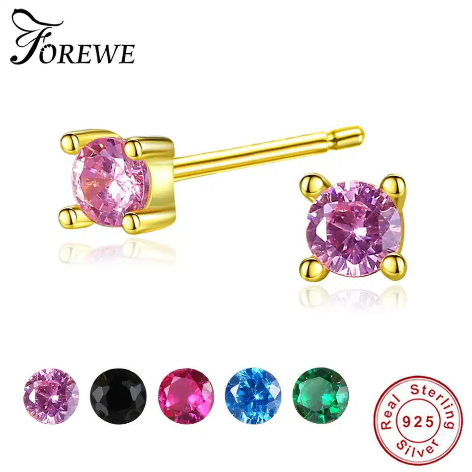 round crystal zircon small earrings gold jewelry christmas gift