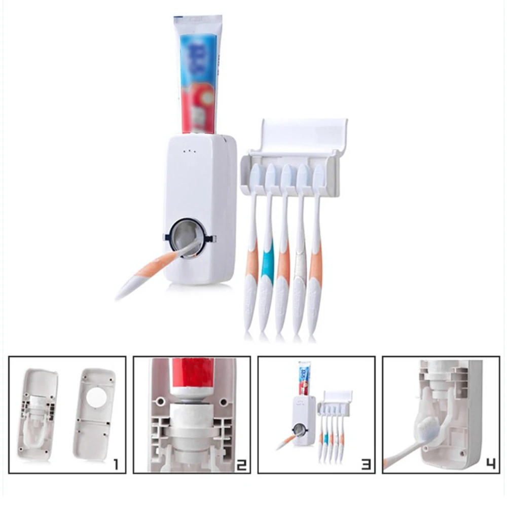 Bathroom Accessories Sets Toothbrush Holder Automatic Toothpaste Dispenser Holder Toothbrush Wall Mount Rack Bathroom Tools Set
Bathroom Accessories Sets Toothbrush Holder Automatic Toothpaste Dispenser Holder Toothbrush Wall Mount Rack Bathroom Tools Set
