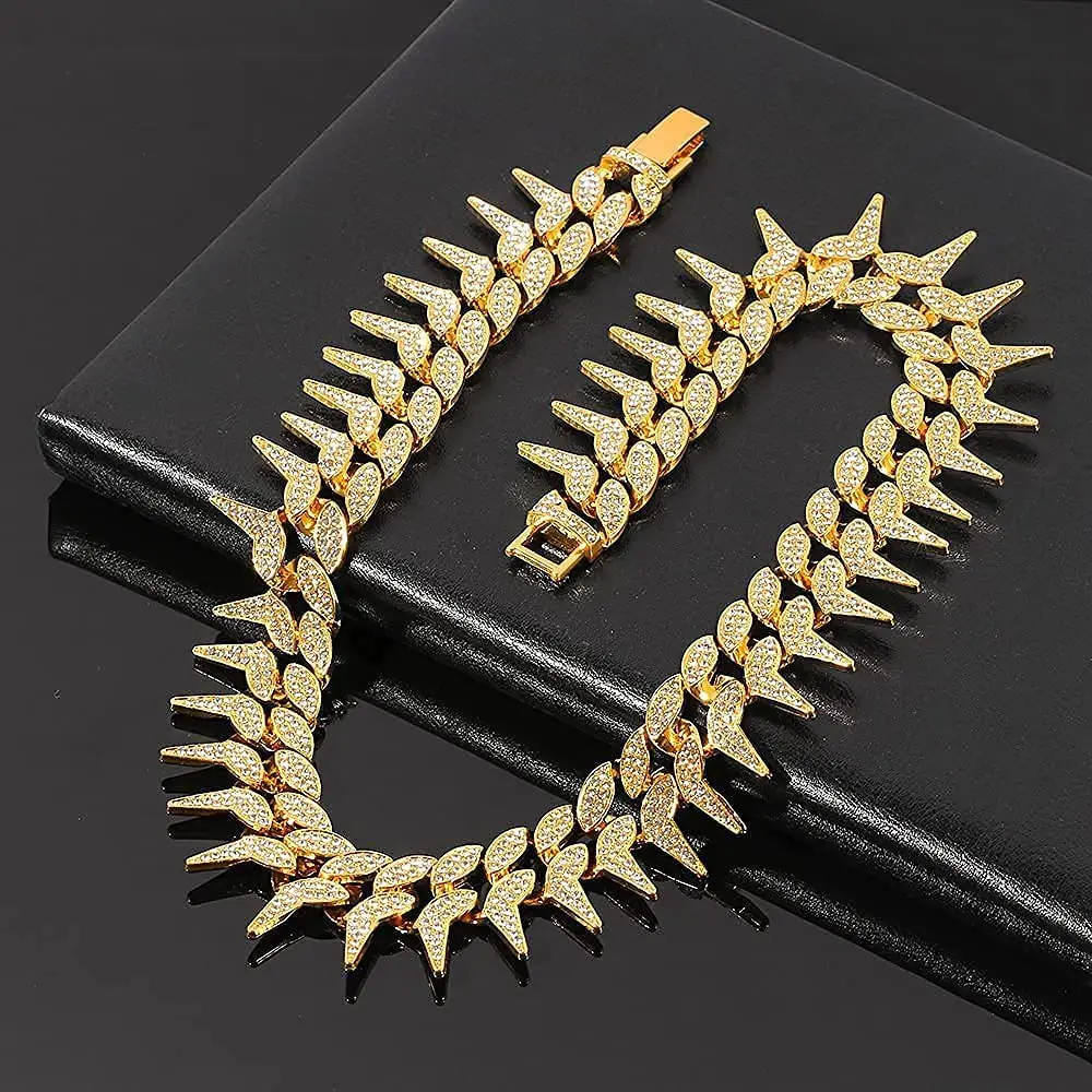 Golden Miami Cuban Link Chain Necklace Hip Hop Iced Out Paved Rhinestones CZ Clasp Choker For Men Rapper Bling Choker Necklace
Golden Miami Cuban Link Chain Necklace Hip Hop Iced Out Paved Rhinestones CZ Clasp Choker For Men Rapper Bling Choker Necklace