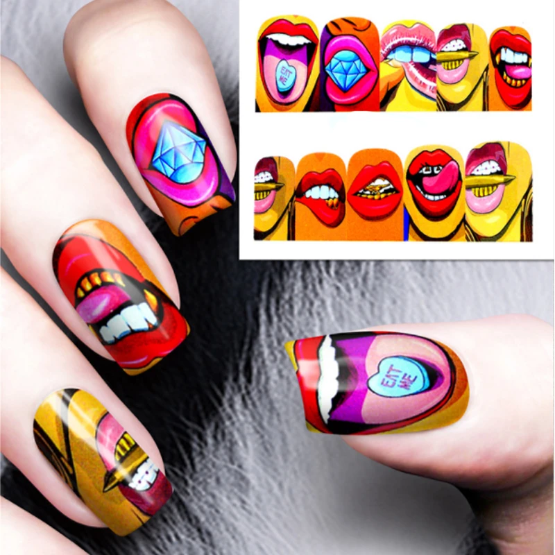 1 Sheet Punk Art Designs Decal DIY Water Transfer Nail Art Sticker Cool Girl Lips Decorations Full Wraps Nail Stickers Decals
1 Sheet Punk Art Designs Decal DIY Water Transfer Nail Art Sticker Cool Girl Lips Decorations Full Wraps Nail Stickers Decals