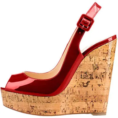 Newest Style Red Pink Patent Leather Peep Toe Wedge Sandals Summer Ankle Buckle Strap Platform High Wodden Heel Dress Shoes
Newest Style Red Pink Patent Leather Peep Toe Wedge Sandals Summer Ankle Buckle Strap Platform High Wodden Heel Dress Shoes