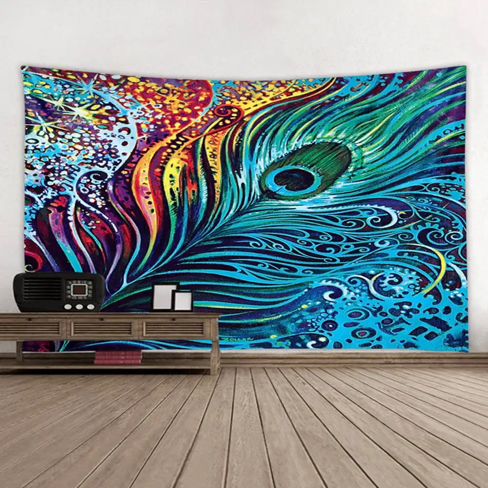 

Colorful Peacock Feather Tapestry Abstract Art Wall Tapestry Wall Hanging for Home Living Room Bedroom Decoration 3 Sizes