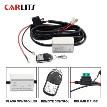 CARLITS Max 400 Watts Load Harness Relay ON-OFF-Strobe RF Wireless Remote Control Switch Kit 12V 40A LED Light bar AB
CARLITS Max 400 Watts Load Harness Relay ON-OFF-Strobe RF Wireless Remote Control Switch Kit 12V 40A LED Light bar AB