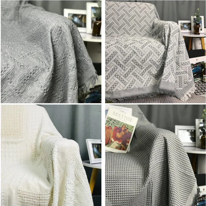 Полное покрытие нескользящий диван вязаное одеяло простой стиль хлопок нить