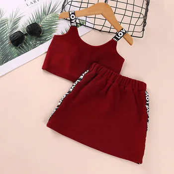 Girls Clothing Set 2020 Summer Letter Children Sets Vest+Skirt 2pcs Set Children Girl Clothing Outfit Set Sleeveless For 2-6Y 
Girls Clothing Set 2020 Summer Letter Children Sets Vest+Skirt 2pcs Set Children Girl Clothing Outfit Set Sleeveless For 2-6Y