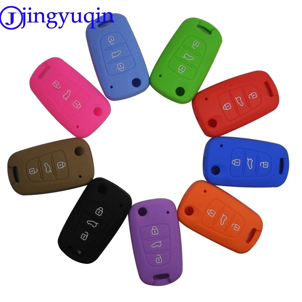 Jingyuqin 3BTN силиконовый чехол для автомобильного ключа Kia RIO K2 K5 Sportage Sorento Hyundai i20 i30 i35