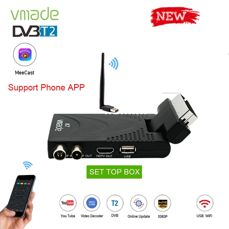 Set Top Box DVB T2 Digital TV Receiver HEVC/H.265 HD TV Tuner MPEG Support Youtube Spain Poland France
Set Top Box DVB T2 Digital TV Receiver HEVC/H.265 HD TV Tuner MPEG Support Youtube Spain Poland France
