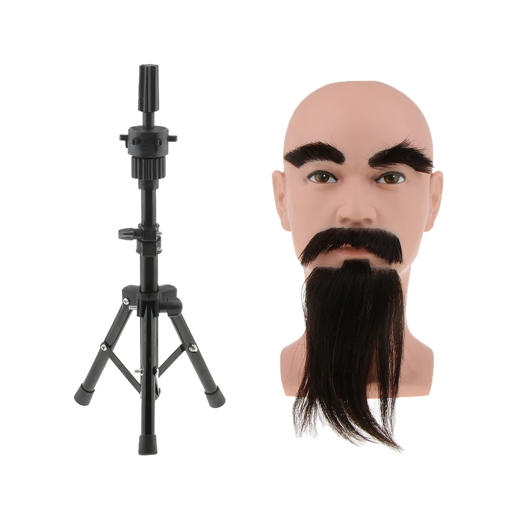 Male Mannequin Head Jewelry Wigs Cap Hat Display Model W/ Beard&Tripod Stand Male Mannequin Head Jewelry Wigs Cap Hat Display Model W/ Beard&Tripod Stand