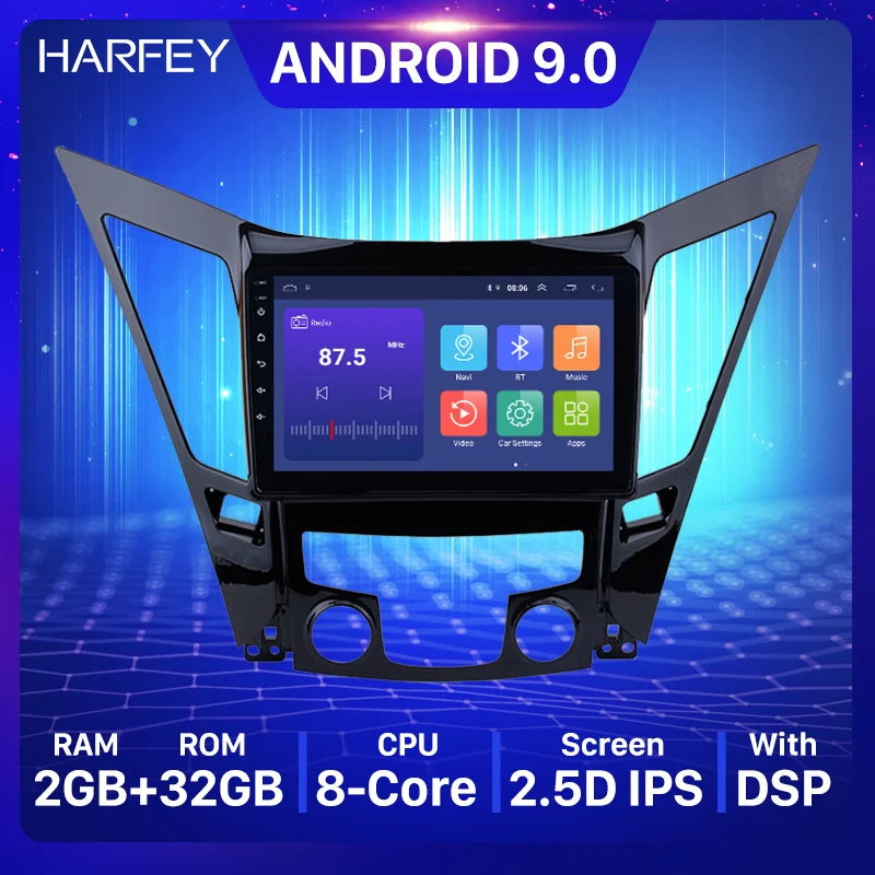 Автомобильный мультимедийный плеер Harfey 9 " GPS навигация для HYUNDAI Sonata i40 i45 Android 0 с