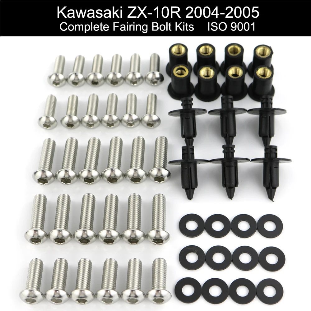 Fit For Kawasaki ZX10R ZX-10R 2004 2005 Motorcycle Complete Full Fairing Bolts Kits Body Screws Speed Nuts Stainless Steel
Fit For Kawasaki ZX10R ZX-10R 2004 2005 Motorcycle Complete Full Fairing Bolts Kits Body Screws Speed Nuts Stainless Steel