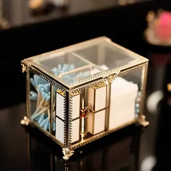 VINCIGANT Dustfree Antique Decorative Clear Glass Cosmetic Storage Box with Lid and 3 Compartments for Cotton Ball/Pad/Swab/Perf
VINCIGANT Dustfree Antique Decorative Clear Glass Cosmetic Storage Box with Lid and 3 Compartments for Cotton Ball/Pad/Swab/Perf