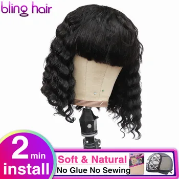 Brazilian Short Bob Bang Wig Deep Wave Human Hair Wigs With Bangs Remy Pixie Cut Wig Natural Full Machine Made Wig for Women
Brazilian Short Bob Bang Wig Deep Wave Human Hair Wigs With Bangs Remy Pixie Cut Wig Natural Full Machine Made Wig for Women