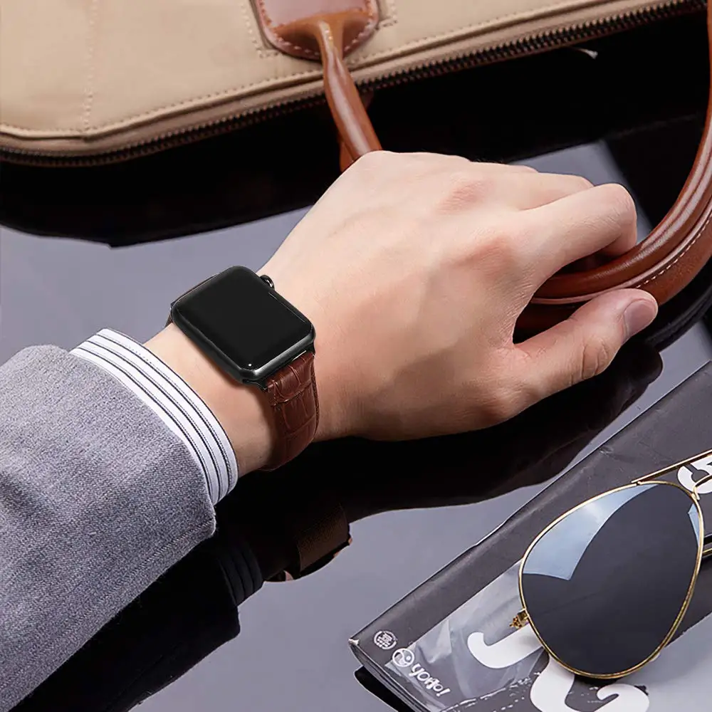 Genuine Leather strap For Apple watch band 44 mm 40mm iWatch band 42mm 38mm Crocodile bracelet correa for Apple watch 5 4 3 6 Genuine Leather strap For Apple watch band 44 mm 40mm iWatch band 42mm 38mm Crocodile bracelet correa for Apple watch 5 4 3 6