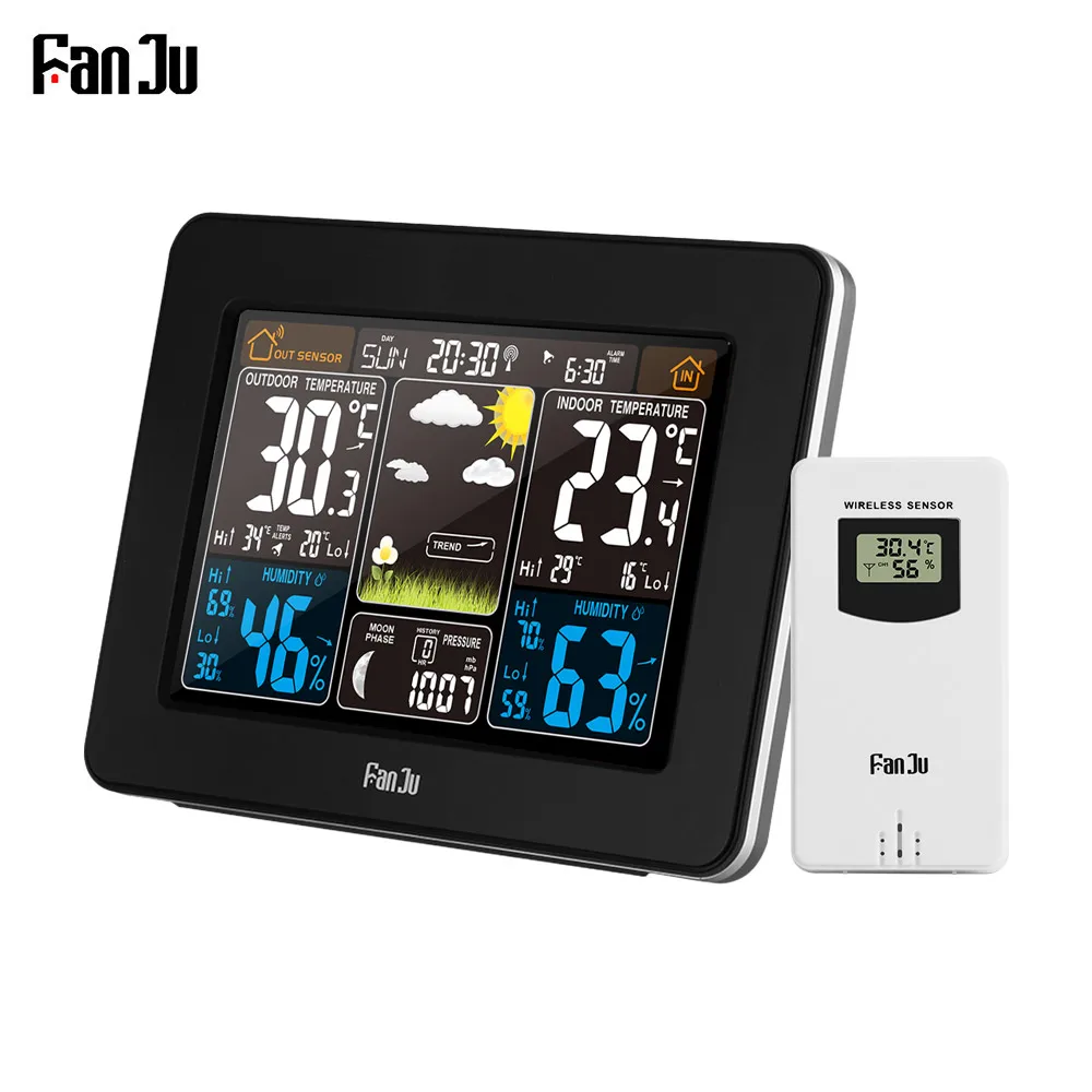 FanJu FJ3365 Indoor/Outdoor Electronic Wireless Thermometer Hygrometer Professional Temperature Humidity Meter Weather Station
FanJu FJ3365 Indoor/Outdoor Electronic Wireless Thermometer Hygrometer Professional Temperature Humidity Meter Weather Station