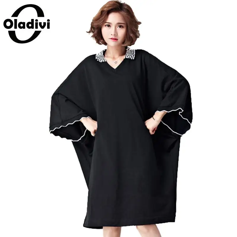 Oladivi Oversized Plus Size Women Batwing Sleeves Casual Shirt Dress 2019 New Autumn Loose Dresses Female Tops Tees Tunics 10XL
Oladivi Oversized Plus Size Women Batwing Sleeves Casual Shirt Dress 2019 New Autumn Loose Dresses Female Tops Tees Tunics 10XL