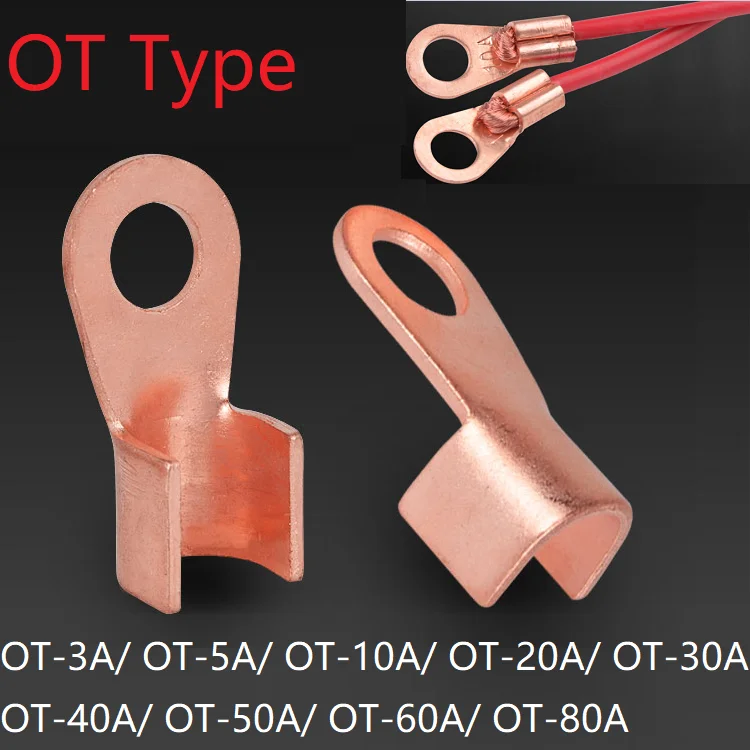 OT Type 3A 5A 10A 20A 30A 40A 50A 60A 80A Wire Terminal Red Copper Bare Nose Lugs Crimp Open Mouth Cable End Connector Splice 
OT Type 3A 5A 10A 20A 30A 40A 50A 60A 80A Wire Terminal Red Copper Bare Nose Lugs Crimp Open Mouth Cable End Connector Splice