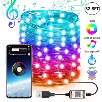 USB LED String Light Bluetooth App Control Copper Wire String Lamp Waterproof Outdoor Fairy Lights for Christmas Tree Decoration
USB LED String Light Bluetooth App Control Copper Wire String Lamp Waterproof Outdoor Fairy Lights for Christmas Tree Decoration
