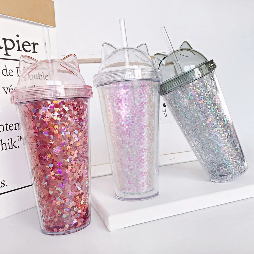 New Creative Plastic BPA Free Water Bottle with Straw Flash Cat Ear Double Drinking Bottle Gift for Friend Child Drinkware
New Creative Plastic BPA Free Water Bottle with Straw Flash Cat Ear Double Drinking Bottle Gift for Friend Child Drinkware