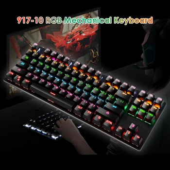 917-10 87 Keys USB Wired Backlight Blue Switch Mechanical Gaming Keyboard Universal Wired Mechanical Keyboard for Office Gamer
917-10 87 Keys USB Wired Backlight Blue Switch Mechanical Gaming Keyboard Universal Wired Mechanical Keyboard for Office Gamer