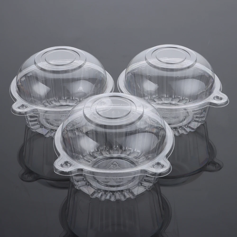 50pcs/Set Plastic Cake Cup with Cover Lid Reusable Muffin Single Holders Pudding Boxes Cupcake Cases Dessert Cups |