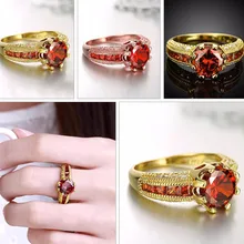 2 kleuren Luxe Ring Red Big Stone Wit/rose Goud Kleur Ringen Voor Vrouwen Bruiloft Feest Sieraden Classic Originele ontwerpen(China)