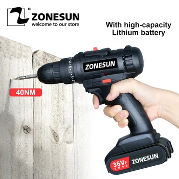 ZONESUN 36V Electric Screwdriver Lithium Battery Rechargeable Parafusadeira Furadeira Multi-function Cordless Drill Power Tools
ZONESUN 36V Electric Screwdriver Lithium Battery Rechargeable Parafusadeira Furadeira Multi-function Cordless Drill Power Tools
