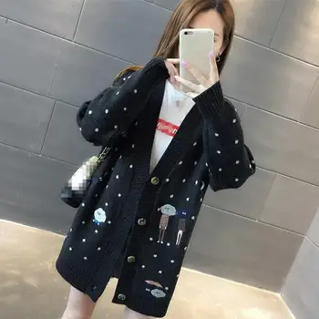 Women Winter Korean Autumn Elegant V-Neck Casual Outerwear Cartoon Embroidery Loose Cardigan Long Sleeve Knit Sweater
Women Winter Korean Autumn Elegant V-Neck Casual Outerwear Cartoon Embroidery Loose Cardigan Long Sleeve Knit Sweater