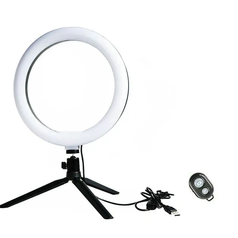 Фото Светодиодный кольцевой светильник dia.16 см для селфи со штативом лампа | Профессиональное освещение (4001073346924)