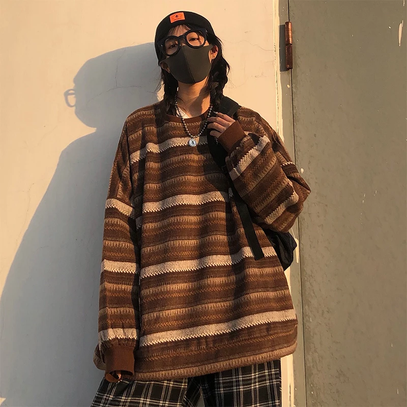 Sweater Pullovers Women Oversize Ulzzang Couples Japanese Striped Knit Sweater Hip Hop Female New Winter Fashion Vintage Daily
Sweater Pullovers Women Oversize Ulzzang Couples Japanese Striped Knit Sweater Hip Hop Female New Winter Fashion Vintage Daily