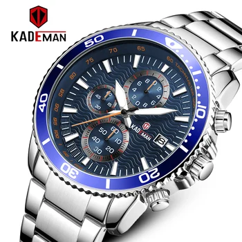 

KADEMAN Men Watch Top Luxury Brand Big Dial Sport Watches Mens Chronograph Quartz Wristwatch Date Male Clock Relogio Masculino