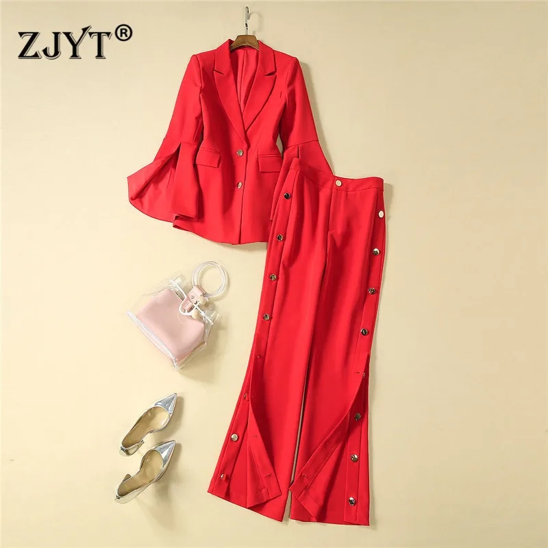 2019 Autumn Designer Runway Set Women Office Lady Business Party Outfits Flare Sleeve Buttons Blazer Suit Pants 2Piece Sets
2019 Autumn Designer Runway Set Women Office Lady Business Party Outfits Flare Sleeve Buttons Blazer Suit Pants 2Piece Sets