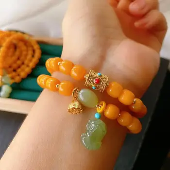 Pure natural amber bracelet Hetian jade bead bracelet ancient Chinese traditional jewelryJade pendant
Pure natural amber bracelet Hetian jade bead bracelet ancient Chinese traditional jewelryJade pendant
