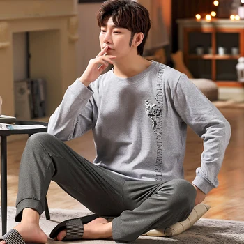 XIZOU Winter Sleepwear Set for Men Cotton Long Sleeve Male Pajamas Set Simple Letter Print Home Suit Oversides Loose Men's Pyjam
XIZOU Winter Sleepwear Set for Men Cotton Long Sleeve Male Pajamas Set Simple Letter Print Home Suit Oversides Loose Men's Pyjam