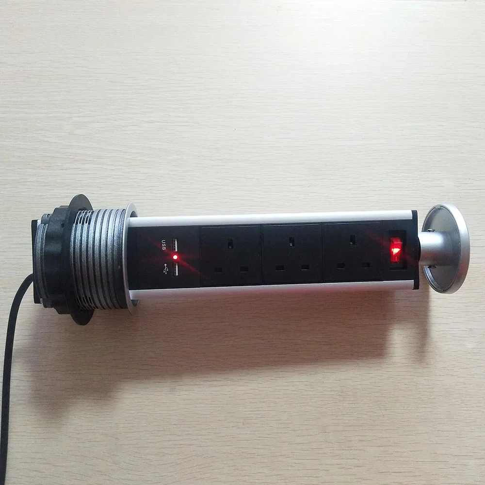 Desktop socket / pull-up socket / hidden / aluminum alloy material / 3-bit British standard socket / USB charging function pu-01
Desktop socket / pull-up socket / hidden / aluminum alloy material / 3-bit British standard socket / USB charging function pu-01