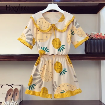 plus size Summer Pineapple set women sweat peter pan collar cotton top and shorts two piece set for women sports wear outfits
plus size Summer Pineapple set women sweat peter pan collar cotton top and shorts two piece set for women sports wear outfits